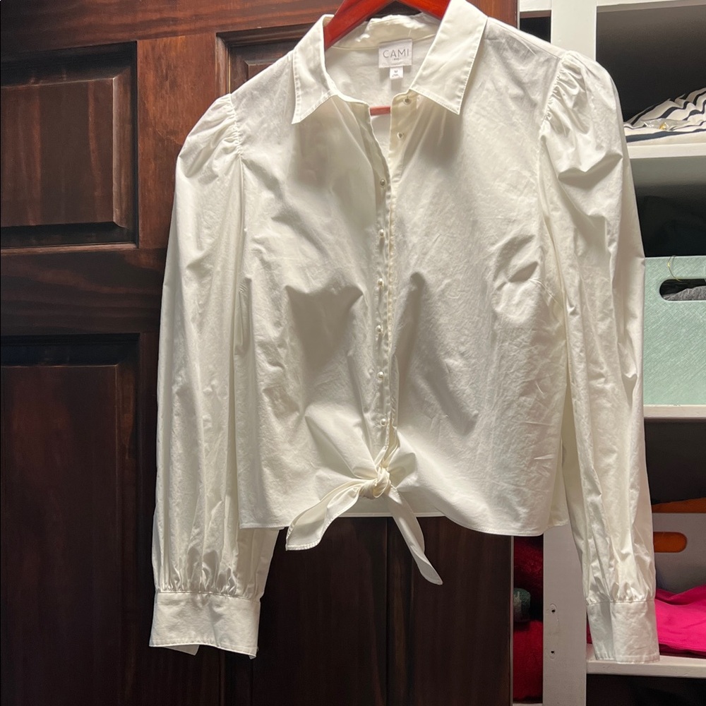 Cami NYC White Button-Up Blouse White Medium